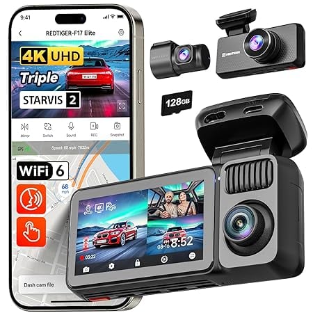 Redtiger F17 Elite 2026 Edition 4k 3 Channel Dash Cam product image from Amazon