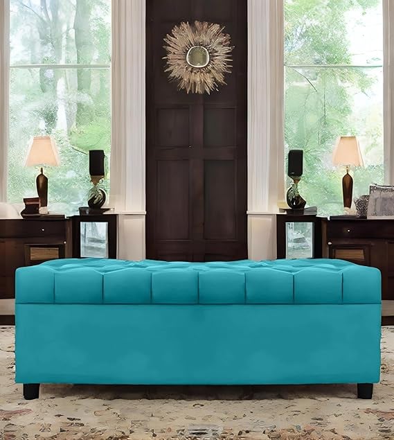 Amata Eagle 2 Seater Ottoman Pouffe Sky Blue Suede Velvet product image from Amazon