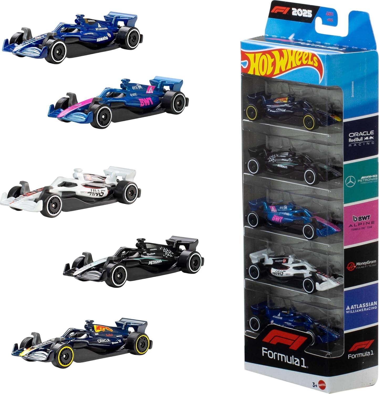 Hot Wheels 1 64 Scale 5-Pack Formula 1 Die-Cast Toy Cars product image