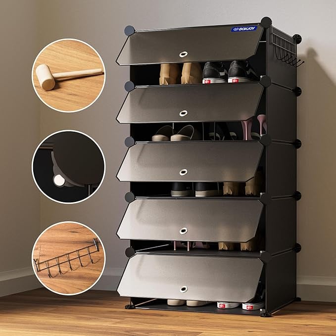 BOXJOY Shoe Rack Door 5 Home Storage PP Plastic Box product image from Amazon