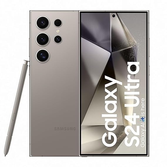 Samsung Galaxy S24 Ultra 5G AI Smartphone Titanium Gray product image from Amazon