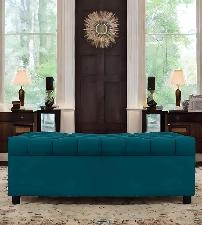 Amata Eagle Solid Wood 2 Seater Ottoman Pouffe Ocean Blue product image from Amazon
