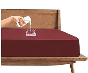 Trance Cotton Feel Terry Ultra Soft Waterproof Mattress Protector | Breathable - Hypoallergenic Mattresses Cover (75x66 inch | 6.25x5.5 feet, Maroon - Pack of 1)