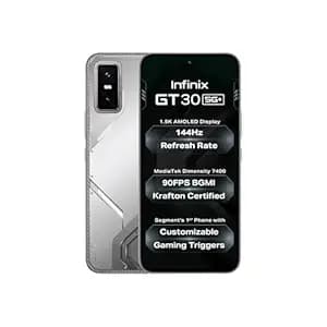 Infinix GT 30 5G+ (Blade White, 8GB RAM, 128GB Storage) | Cyber Mecha Deisgn with LED Lights | 90FPS on BGMI | 1.5K 144Hz AMOLED Display | Segment's 1st Gaming Triggers | 64MP Sony Camera | Infinix AI