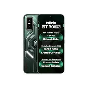 Infinix GT 30 5G+ (Pulse Green, 8GB RAM, 128GB Storage) | Cyber Mecha Deisgn with LED Lights | 90FPS on BGMI | 1.5K 144Hz AMOLED Display | Segment's 1st Gaming Triggers | 64MP Sony Camera | Infinix AI