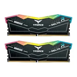 TeamGroup T-Force Delta RGB 2x32GB 6000MHz (6000MT/s) CL38 Black 64GB DDR5 RAM Kit, Desktop Gaming Memory, Metal Heatsink, ARGB Sync, ECC, XMP 3.0/EXPO, For Intel/AMD CPU, High Performance Low Latency