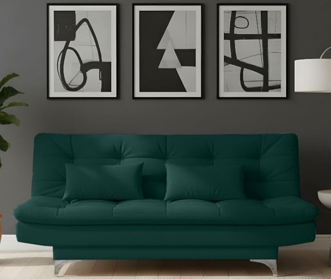 Amata Eagle Solid Wood 3 Seater Sofa Cum Bed Green Suede - Amazon product photo Amata Eagle Solid Wood 3 Seater Sofa Cum Bed Green Suede product image from Amazon
