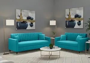 Amata Omega 3 2 Seater Skyblue Suede Velvet Fabric Sofa Set - Amazon product photo Amata Omega 3 2 Seater Skyblue Suede Velvet Fabric Sofa Set product image from Amazon