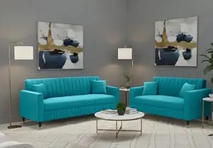amata omega 3 2 seater skyblue suede velvet fabric sofa set - Amazon product photo amata omega 3 2 seater skyblue suede velvet fabric sofa set product image from Amazon