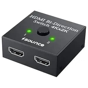 Sounce HDMI Switch 2 in 1 Out 4K 60hz HDMI Switcher 2 Port, Bi-Directional HDMI Switch Splitter 2 x 1/1 x 2, No Power Required, Sharing HD Video, PC Gaming Accessories