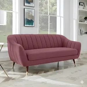 AMATA Marino3 Seater Mauve Colour Suede Velvet Fabric Sofa Set with Two Cushions Perfect for Home Office Guests Living Room (01 Move, 3 Seater)(3 Year Warranty)