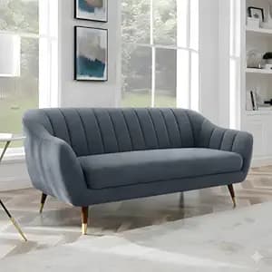 AMATA Marino 3 Seater Sofa Set Colour Light Grey Suede Velvet Fabric with Two Cushions Perfect for Home Office Guests Living Room (Marino Light Grey, 3 Seater)(3 Year Warranty)