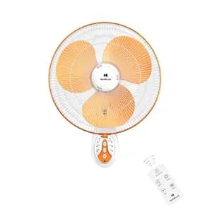 Havells Platina 400mm BLDC Wall Fan | Energy Saving | Remote Control | Smart Airflow | Stable Performance | Perfect for Modern Homes & Offices | 2-Year Warranty | (White Yellow)