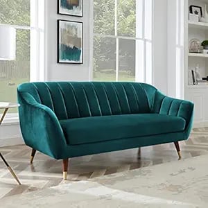 Amata Marino 3 Seater Ocean Blue Suede Velvet Fabric Sofa - Amazon product photo Amata Marino 3 Seater Ocean Blue Suede Velvet Fabric Sofa product image from Amazon