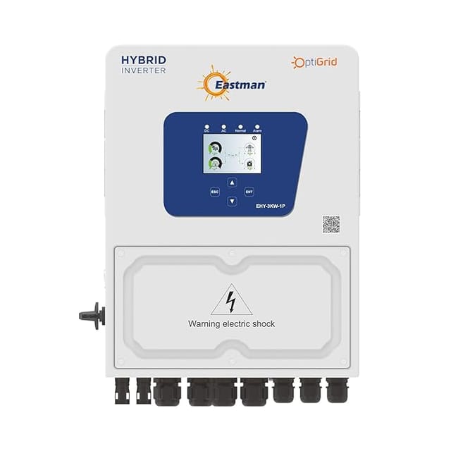 Eastman OptiGrid EHY-5kW 1-Phase Hybrid Solar Inverter - Amazon product photo Eastman OptiGrid EHY-5kW 1-Phase Hybrid Solar Inverter product image from Amazon