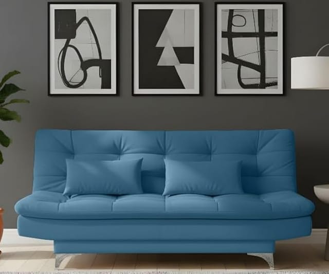 amata eagle solid wood 3 seater sofa cum bed sky blue suede - Amazon product photo amata eagle solid wood 3 seater sofa cum bed sky blue suede product image from Amazon