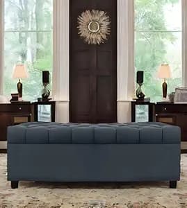 Amata Eagle 2 Seater Ottoman Pouffe Ligth Blue Suede Velvet