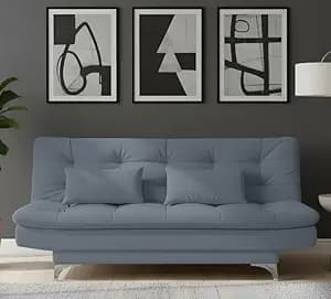 Amata Eagle 3 Seater Sofa Cum Bed Light Grey Suede Velvet
