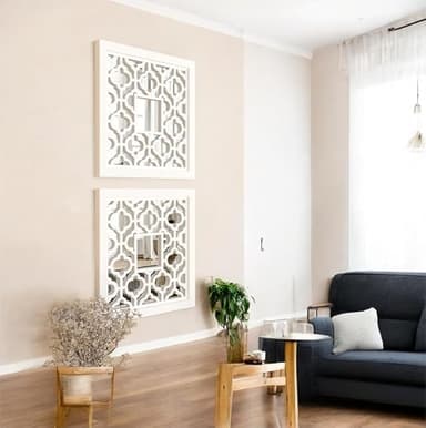 ARYAN WOOD- Wooden Decorative Wall Mirror Panel Set Of 2