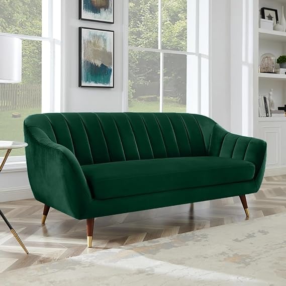 Amata Marino 3 Seater Green Suede Velvet Fabric Sofa Set - Amazon product photo Amata Marino 3 Seater Green Suede Velvet Fabric Sofa Set product image from Amazon