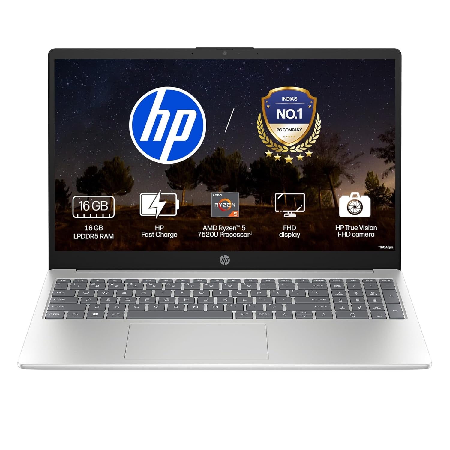 HP 15 Amd Ryzen 5 7520u 16GB DDR4 512GB SSD FHD Anti-glare product image