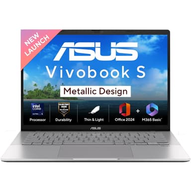 ASUS Vivobook S14, Intel Core Ultra 5 225H, Intel iGPU,16GB RAM,512GB SSD, FHD+,14",60Hz,Windows 11,M365 Basic (1Year)*,Office Home 2024,Cool Silver,1.4 Kg, S3407CA-LY060WS, Metallic Design Laptop price history chart and lowest price