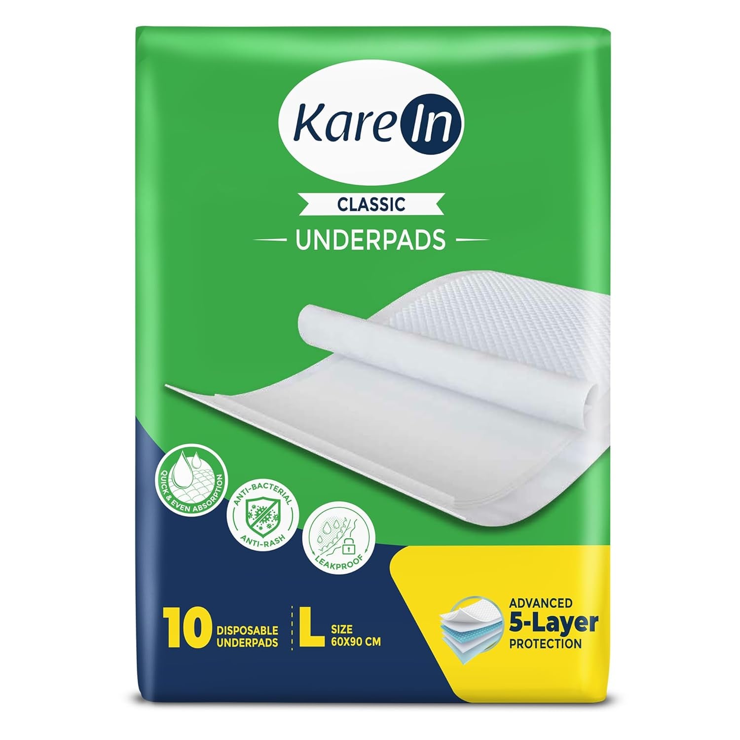 Karein Classic Underpads Adults Large 60 X 90 Cm 10 Unit product photo Karein Classic Underpads Adults Large 60 X 90 Cm 10 Unit product image