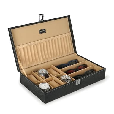 ALAWO Watch Box Organizer Sunglasses Case Holder 6 Slots
