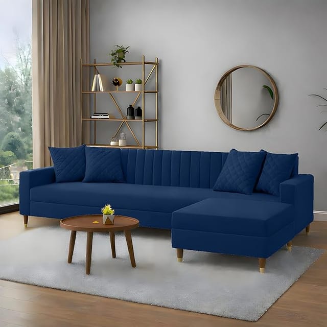 amata elegant solid wood 04 seater l shape royal blue suede - Amazon product photo amata elegant solid wood 04 seater l shape royal blue suede product image from Amazon